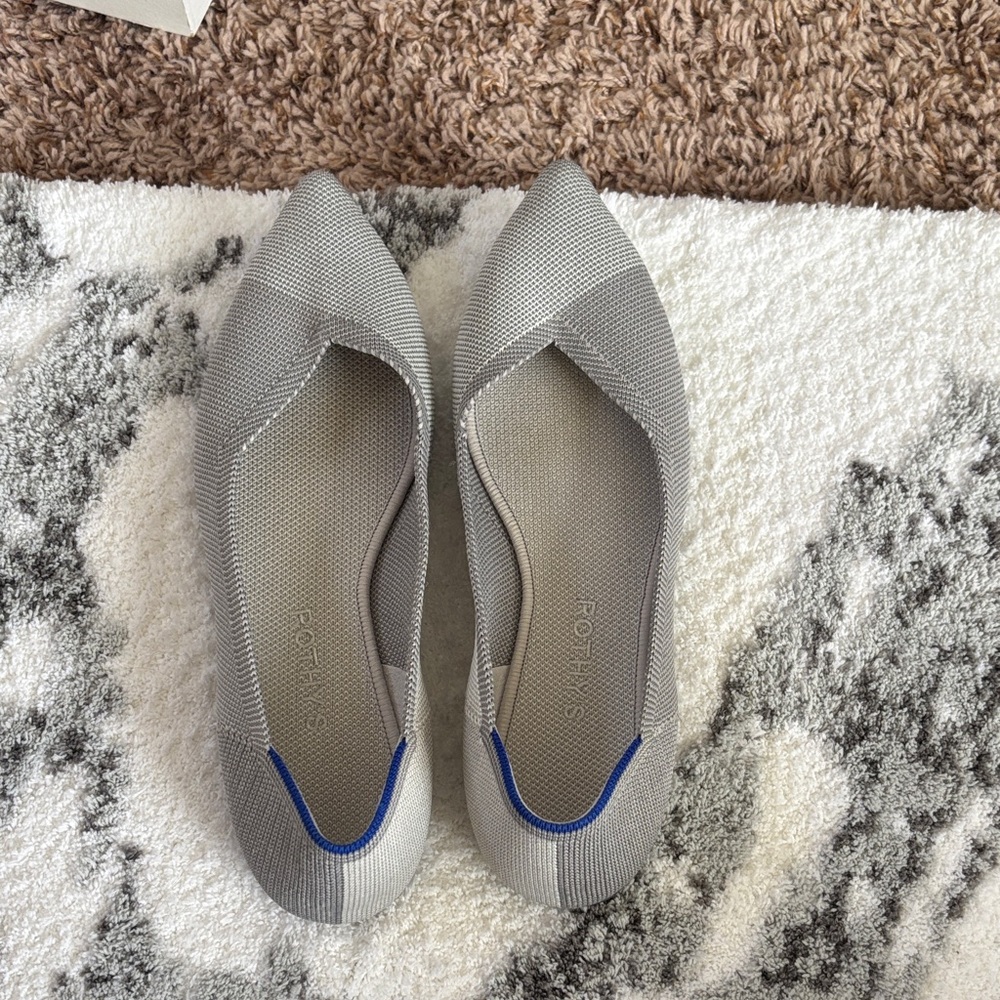 Rothy's Gray Flats with Blue Trim